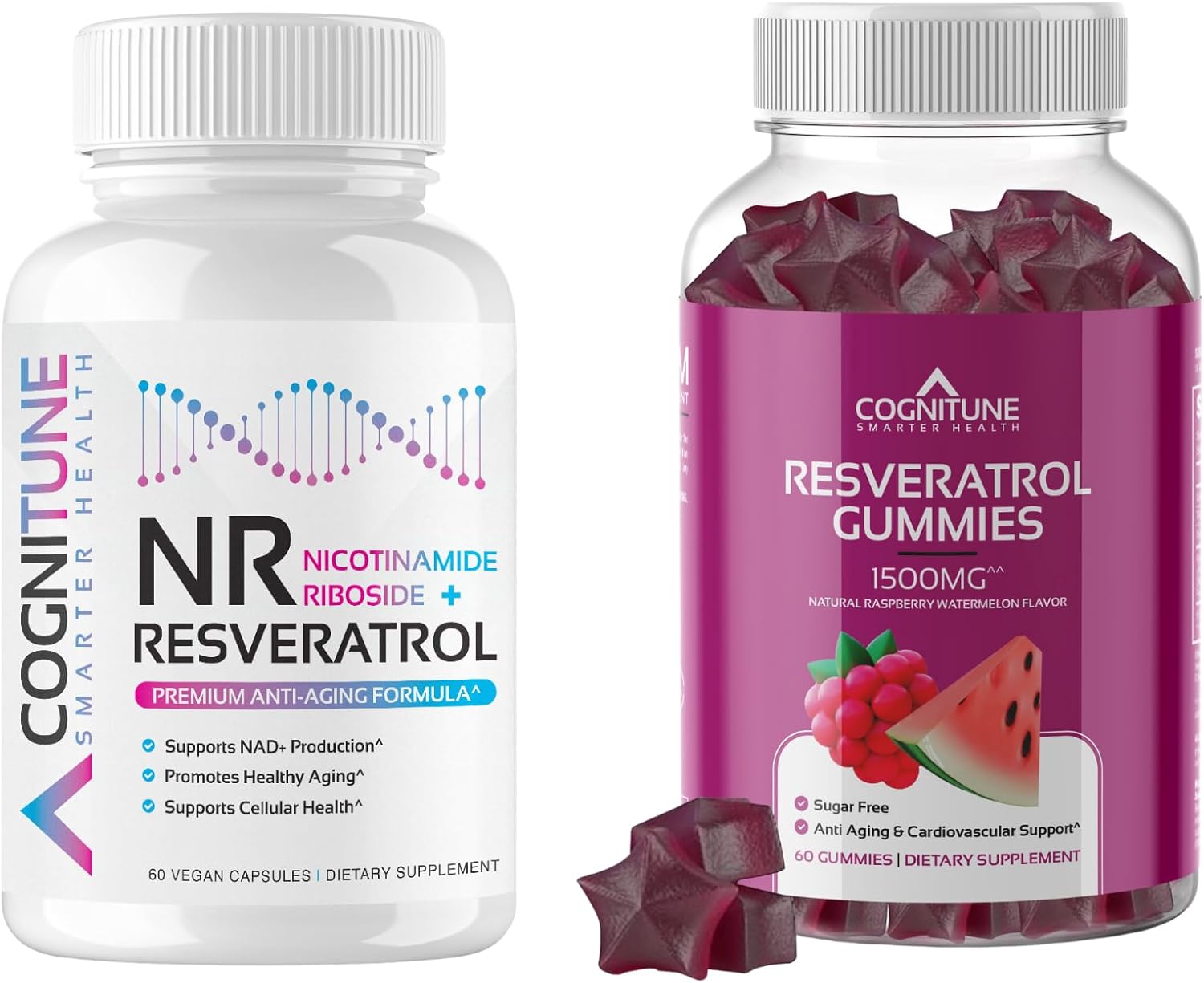 5-in-1 Anti Aging Bundle: Nicotinamide Riboside Complex & Resveratrol Gummies - Healthy Aging Supplement Formula