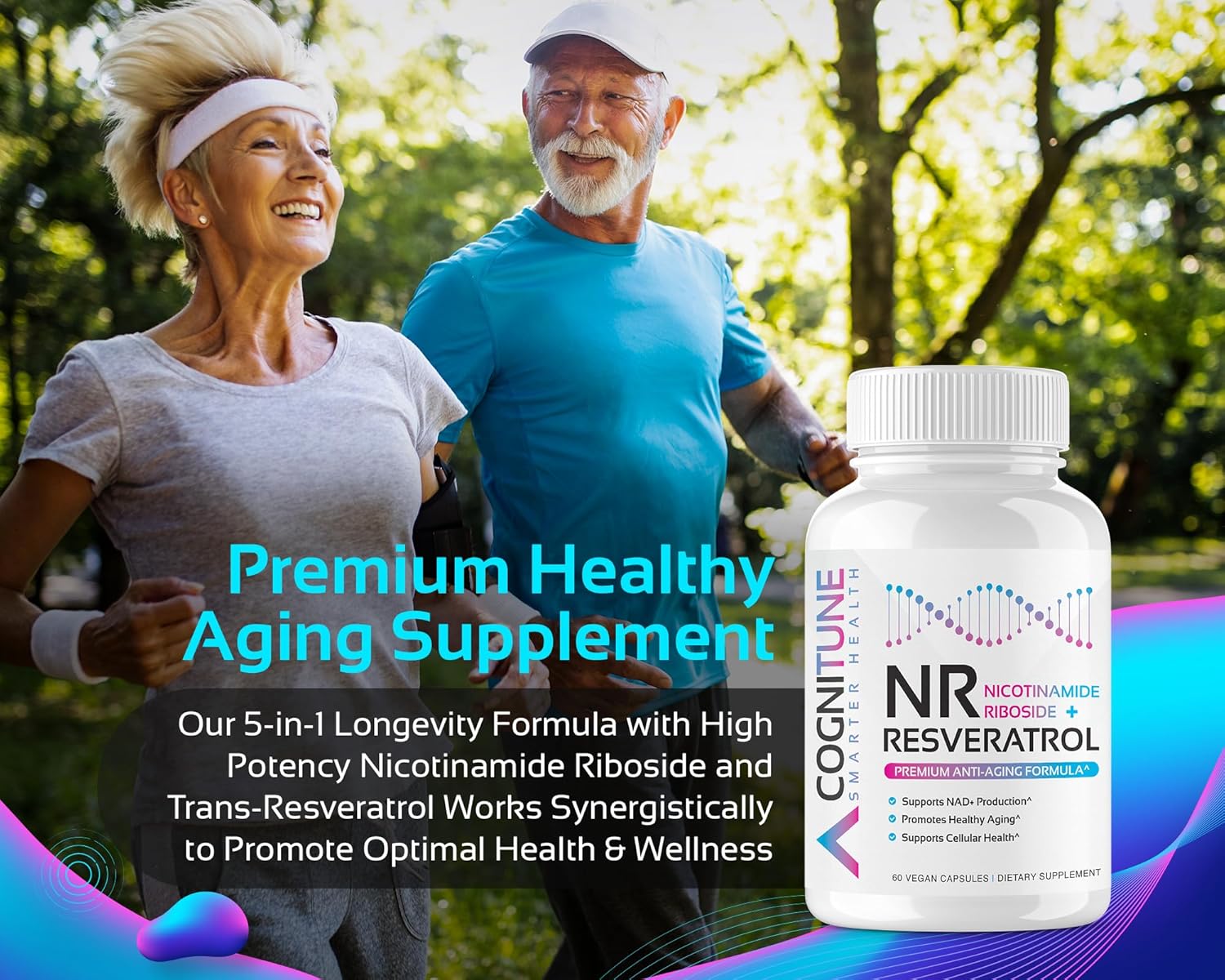 5-in-1 Anti Aging Bundle: Nicotinamide Riboside Complex & Resveratrol Gummies - Healthy Aging Supplement Formula