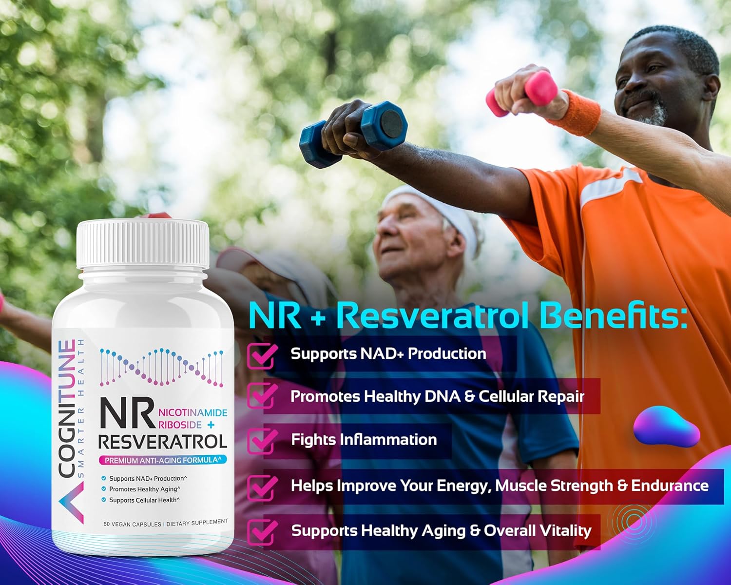 5-in-1 Anti Aging Bundle: Nicotinamide Riboside Complex & Resveratrol Gummies - Healthy Aging Supplement Formula