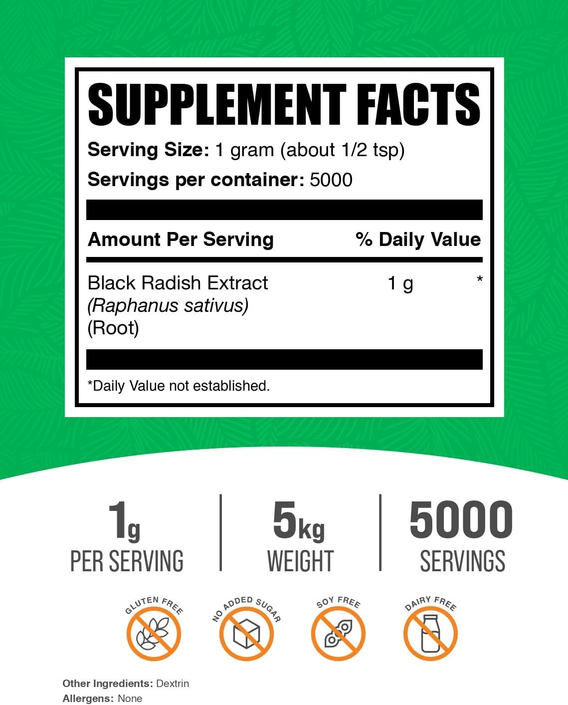 5 kg Bulk Black Radish Extract Powder for Liver and Digestive Health - Spanish Black Radish Liver Support Supplement