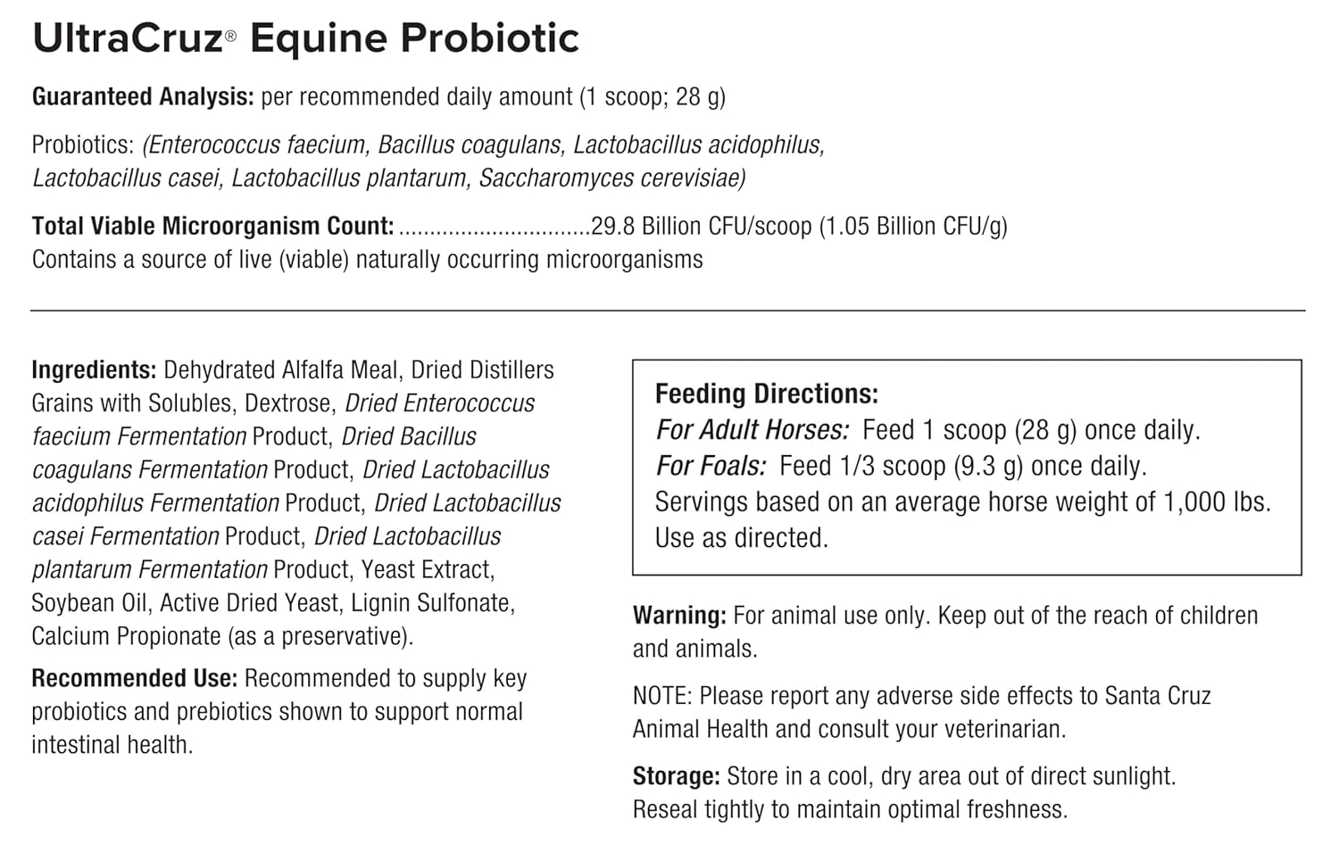 5 lb. Pellet UltraCruz Equine Probiotic Supplement - 80 Day Supply for Horses