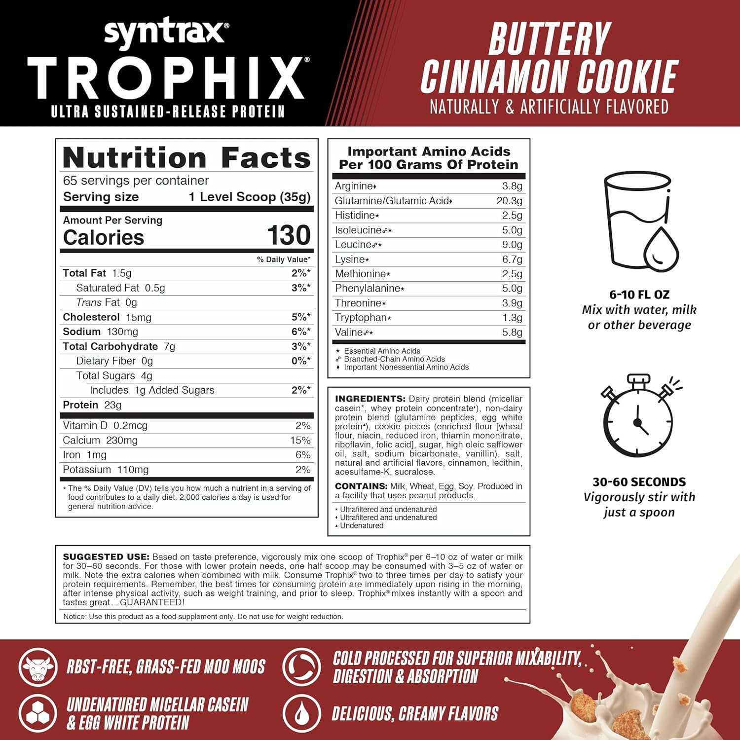 5 lb Syntrax Nutrition Trophix Protein Blend with Real Cookie Pieces and Buttery Cinnamon Cookie Flavor