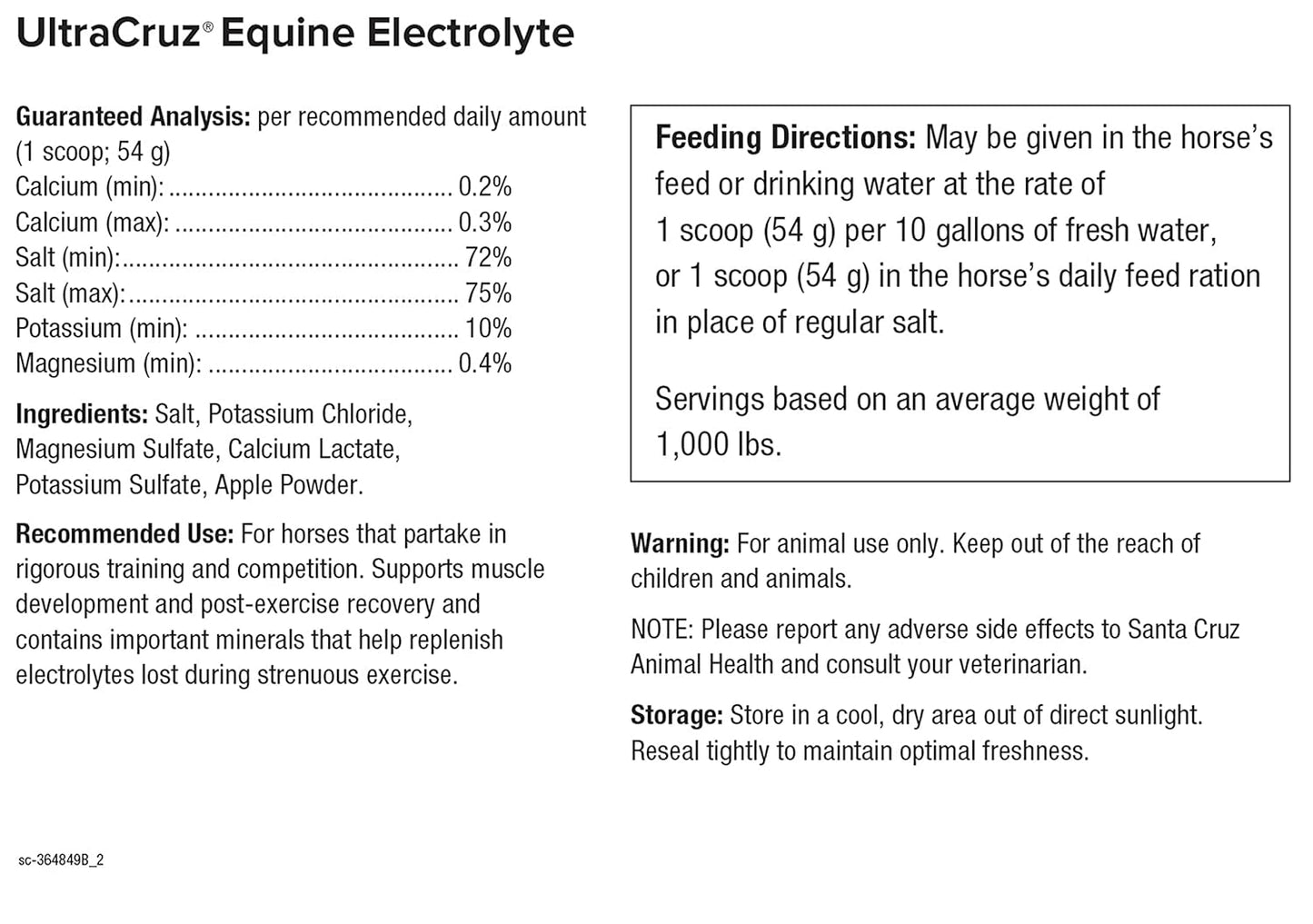 5 lb UltraCruz-364849 Equine Electrolyte Powder Supplement for Horses - 40 Day Supply