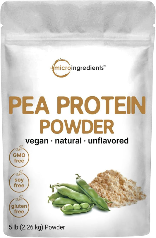 5 lbs North American Grown Pea Protein Powder – Plant Based, Unflavored Vegan Protein Source with BCAAs & EAAs, Non-GMO, Keto Friendly
