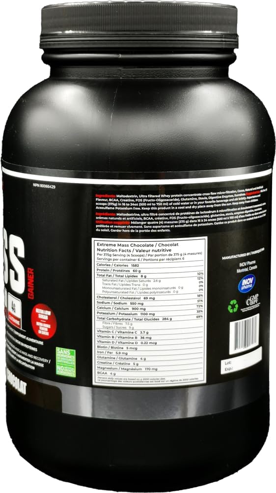 5 lbs Sunshine Biopharma Extreme Mass Gainer Muscle Builder - Low Sugar, High Calorie Formula for Intense Workouts