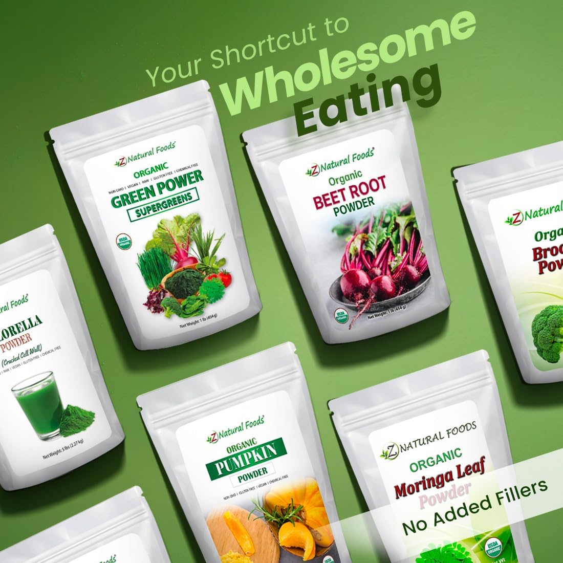 5 lbs Z Natural Foods Chlorella Powder: Cracked Cell Wall Protein, Blue Green Algae Superfood, Raw, Non-GMO, Gluten-Free, Vegan, Ideal for Smoothies & Recipes