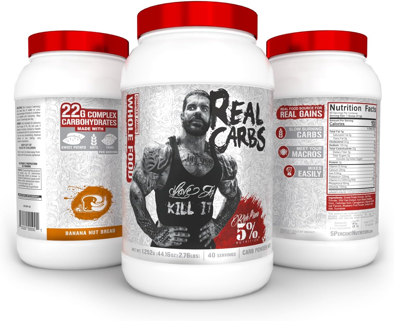 5% Nutrition Real Carbs: Complex Carbohydrates for Long-Lasting Energy - Banana Nut Bread, 2.7 Lb