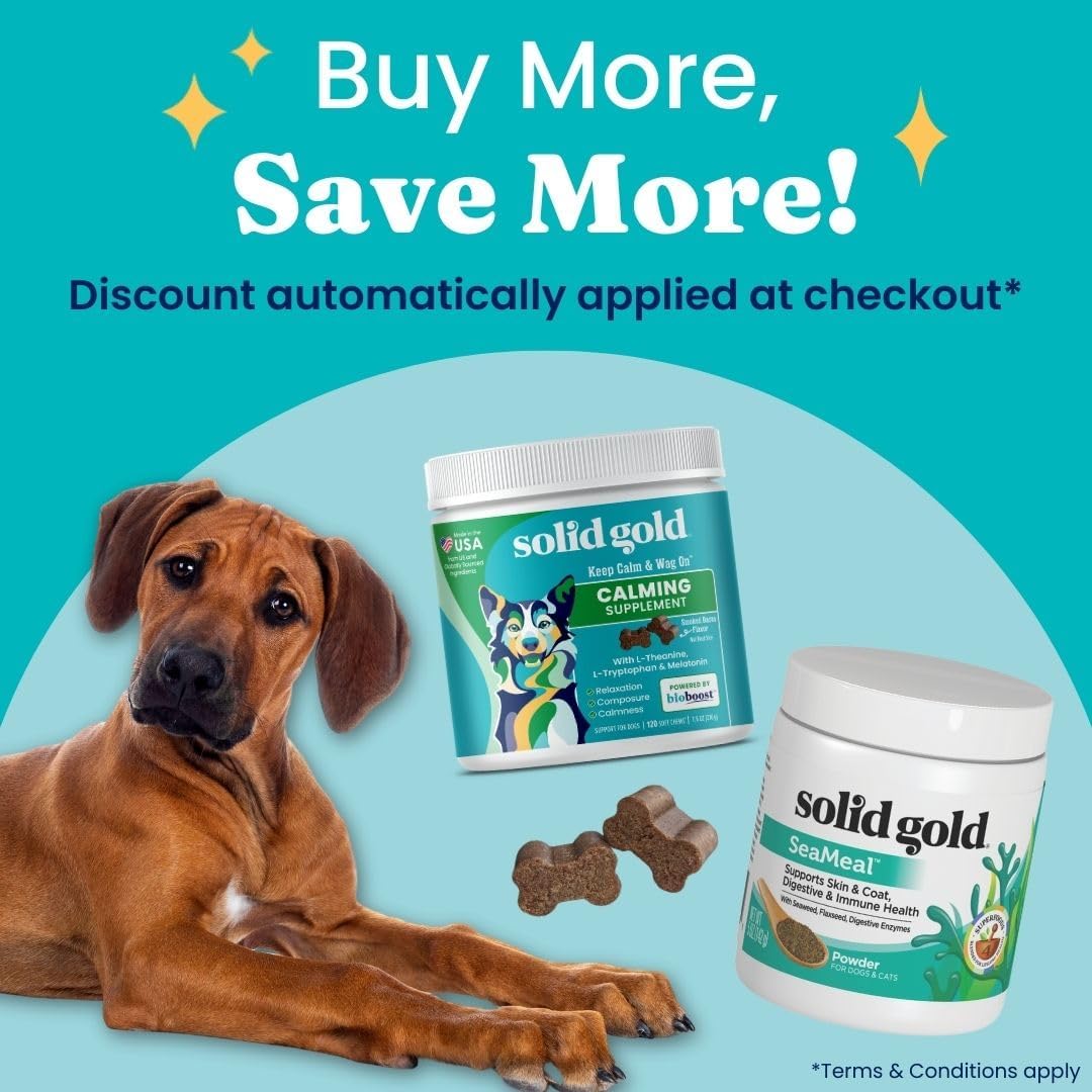 5 oz Solid Gold Dog & Cat Vitamin Supplements with Kelp Powder, Omega 3, Vitamins, Digestive Enzymes, Immune Support