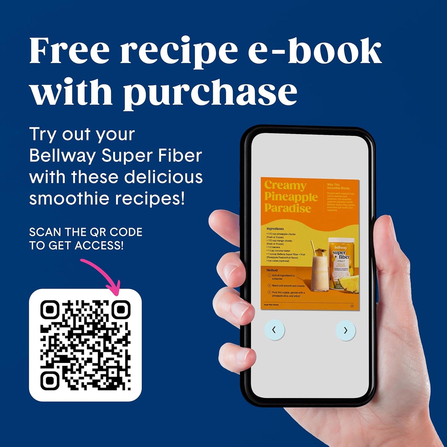 5-Pack Bellway Super Fiber Powder + Fruit, Organic Psyllium Husk Fiber Supplement for Regularity, Bloating Relief & Gut Health, Sugar-Free, Non-GMO, Mixed Berry Flavor - 250 Servings