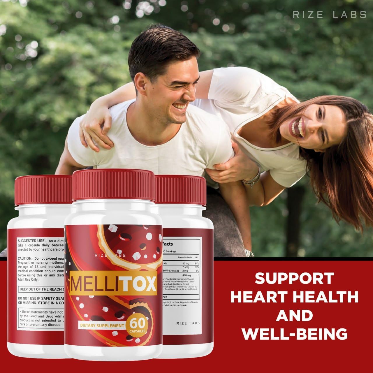 5 Pack MelliTox Capsules - Maximum Strength Formula for Body Detox - 300 Capsules - Healthy Cells Support - Rize Labs Supplement