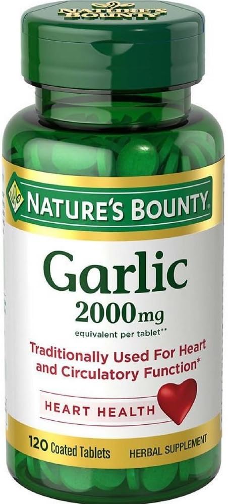 5 Pack Nature's Bounty Garlic 2,000 mg 120 Coated Tablets - Immune Support & Heart Health Supplement