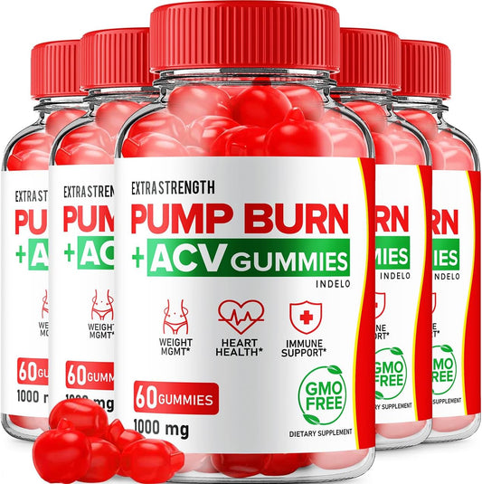 5-Pack of Pump Burn Keto ACV Gummies for Weight Management - Advanced 1000mg Formula with B12 - Reviews