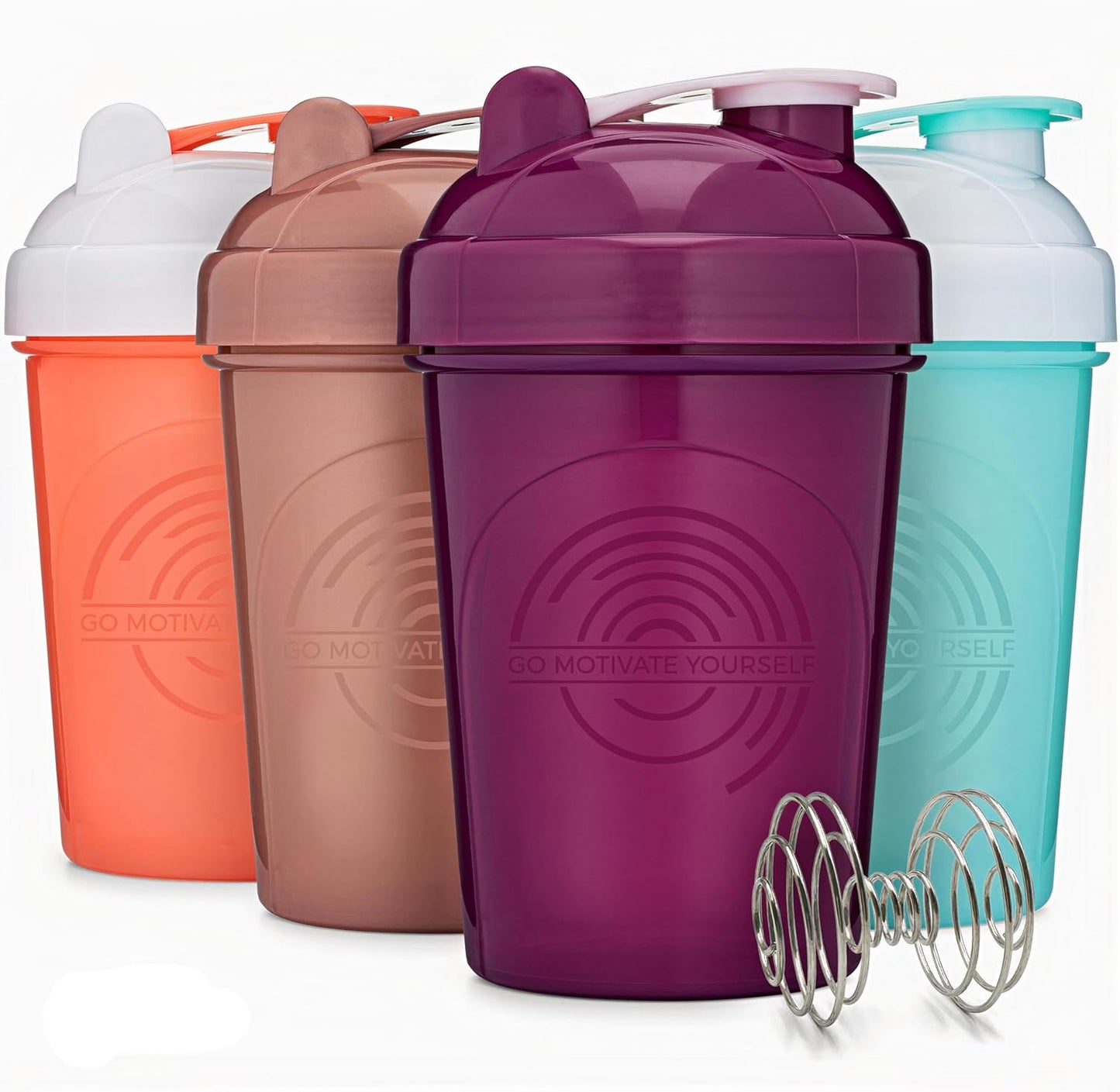 5-Pack Protein Funnels with Carabiner + 4-Pack Shaker Bottles - BPA-Free & Dishwasher Safe Fitness Bundle