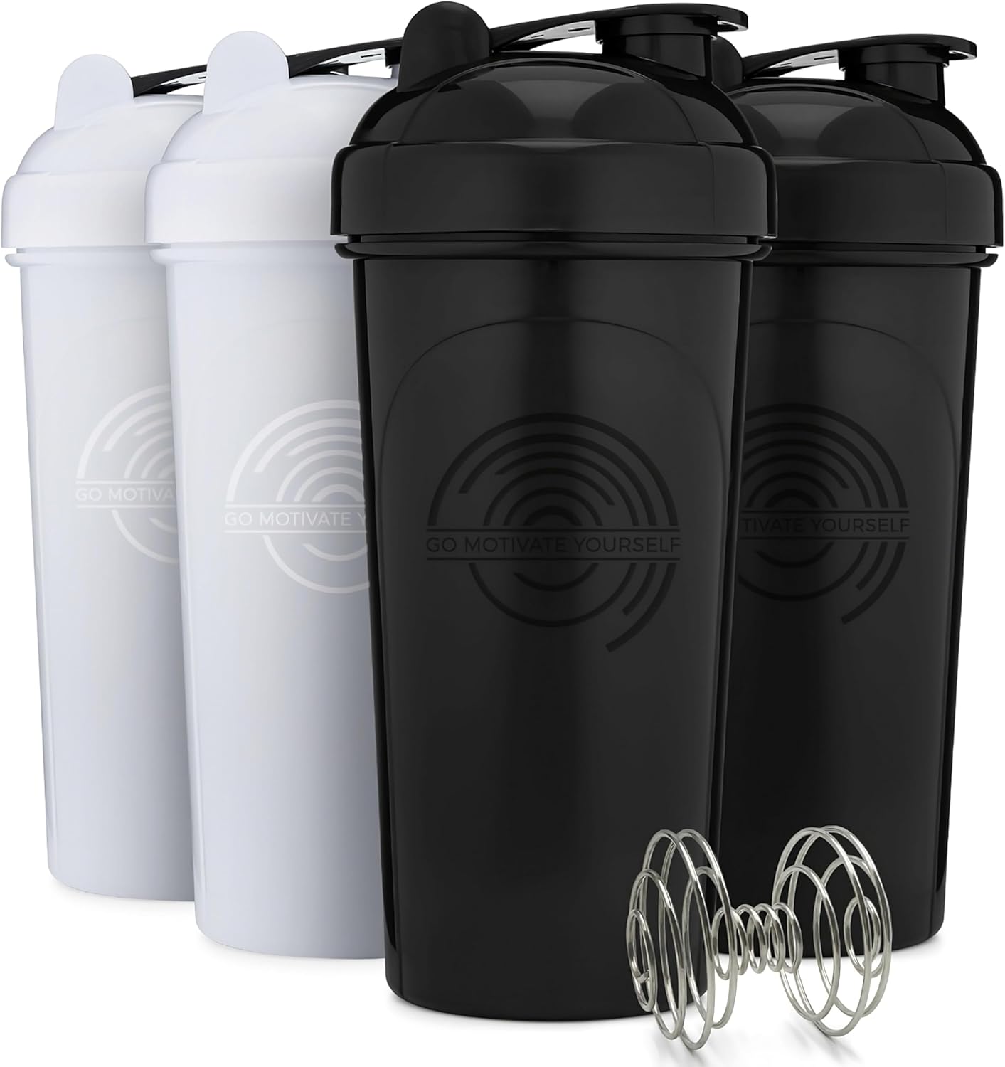 5-Pack Protein Funnels with Carabiner + 4-Pack Shaker Bottles - BPA-Free & Dishwasher Safe Fitness Bundle