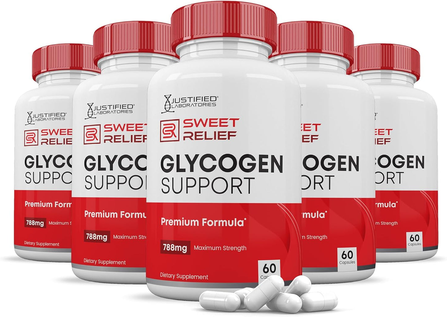 5 Pack Sweet Relief Glycogen Support Pills - Premium Formula 788MG - 360 Capsules - No Artificial Colors or Preservatives