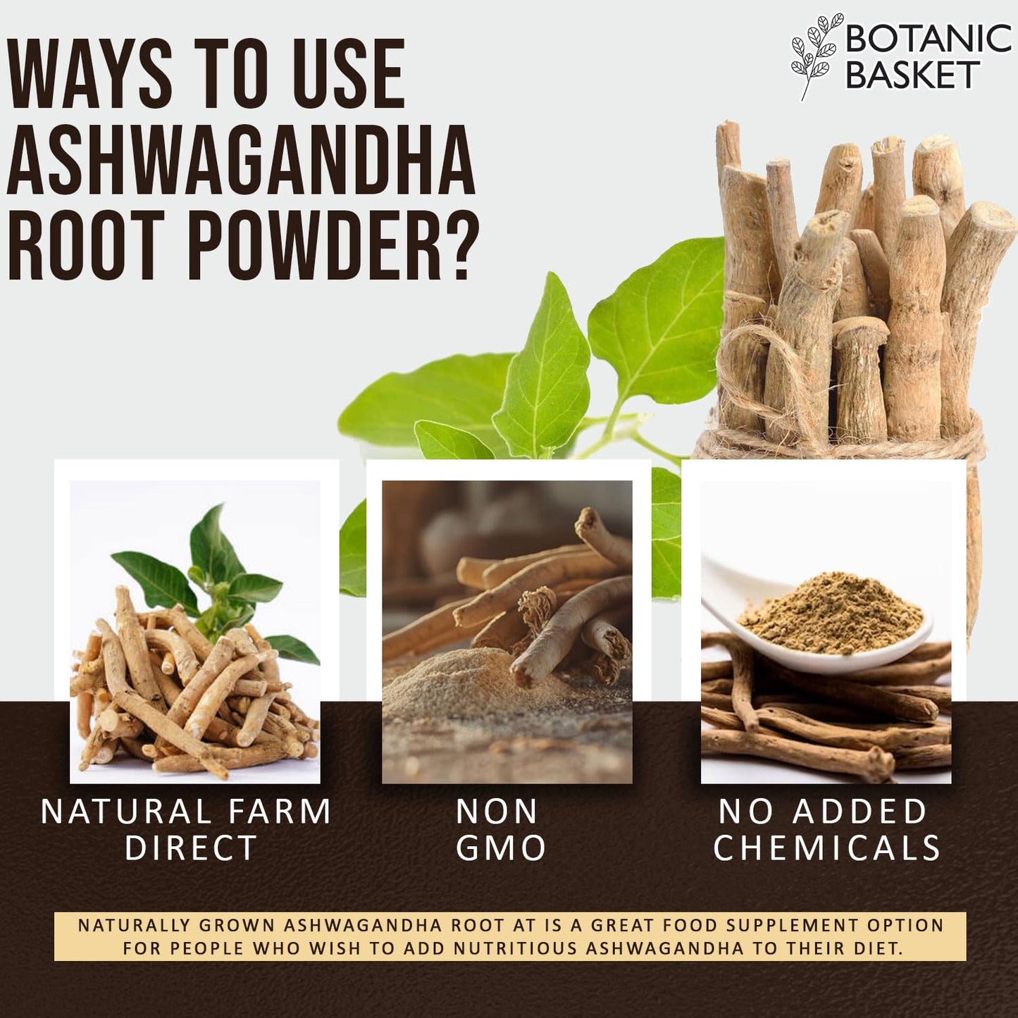 5 Pound Botanic Basket Ashwagandha Root Powder - Pure, No Fillers, No Additives - High Withanolides, Non-GMO, Gluten-Free