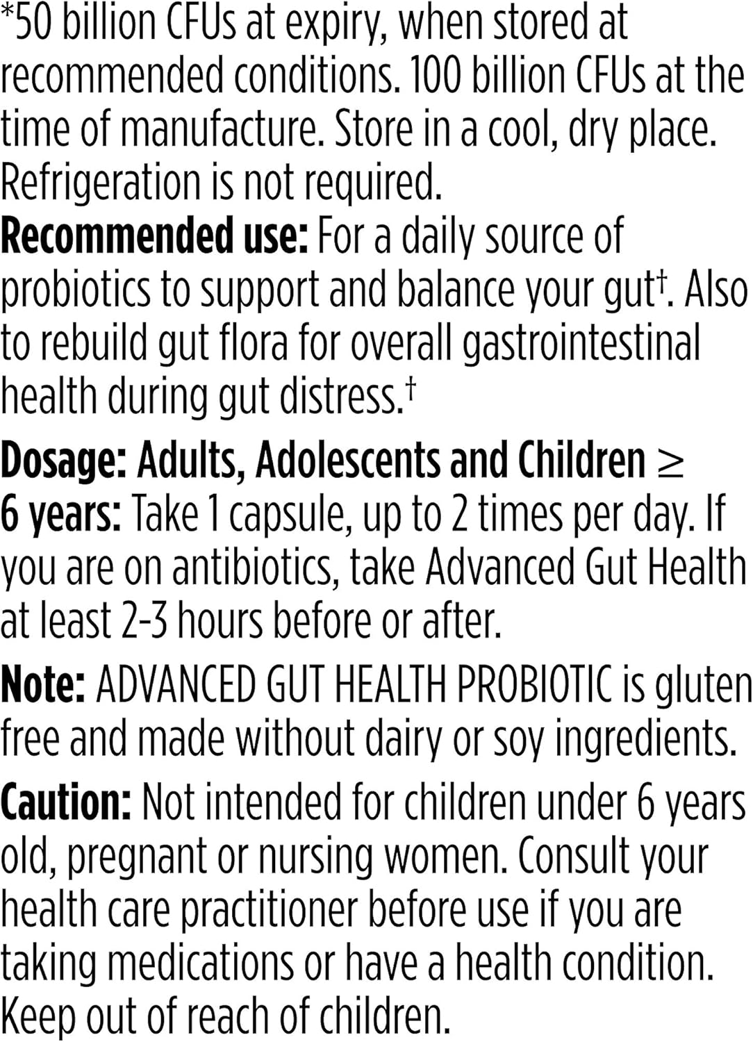 50 Billion CFU Probiotic Capsules for Daily Gut Health - 30 Count, Soy Free, Gluten Free, Vegan