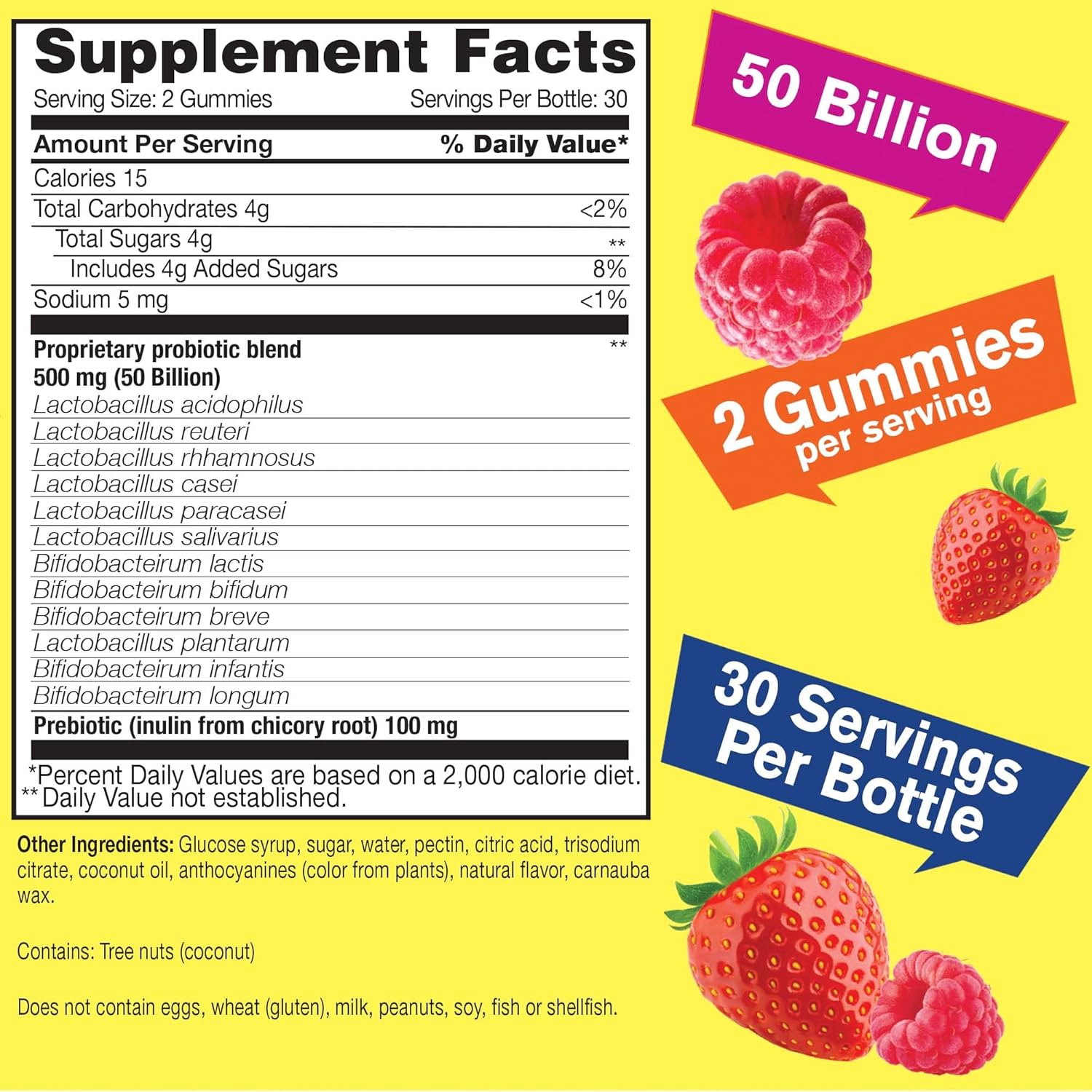 50 Billion Probiotic Gummies for Women - 12 Strains with Prebiotic Fiber - Supports Digestive, Vaginal, Immune Health - Shelf Stable - 60 Gummies