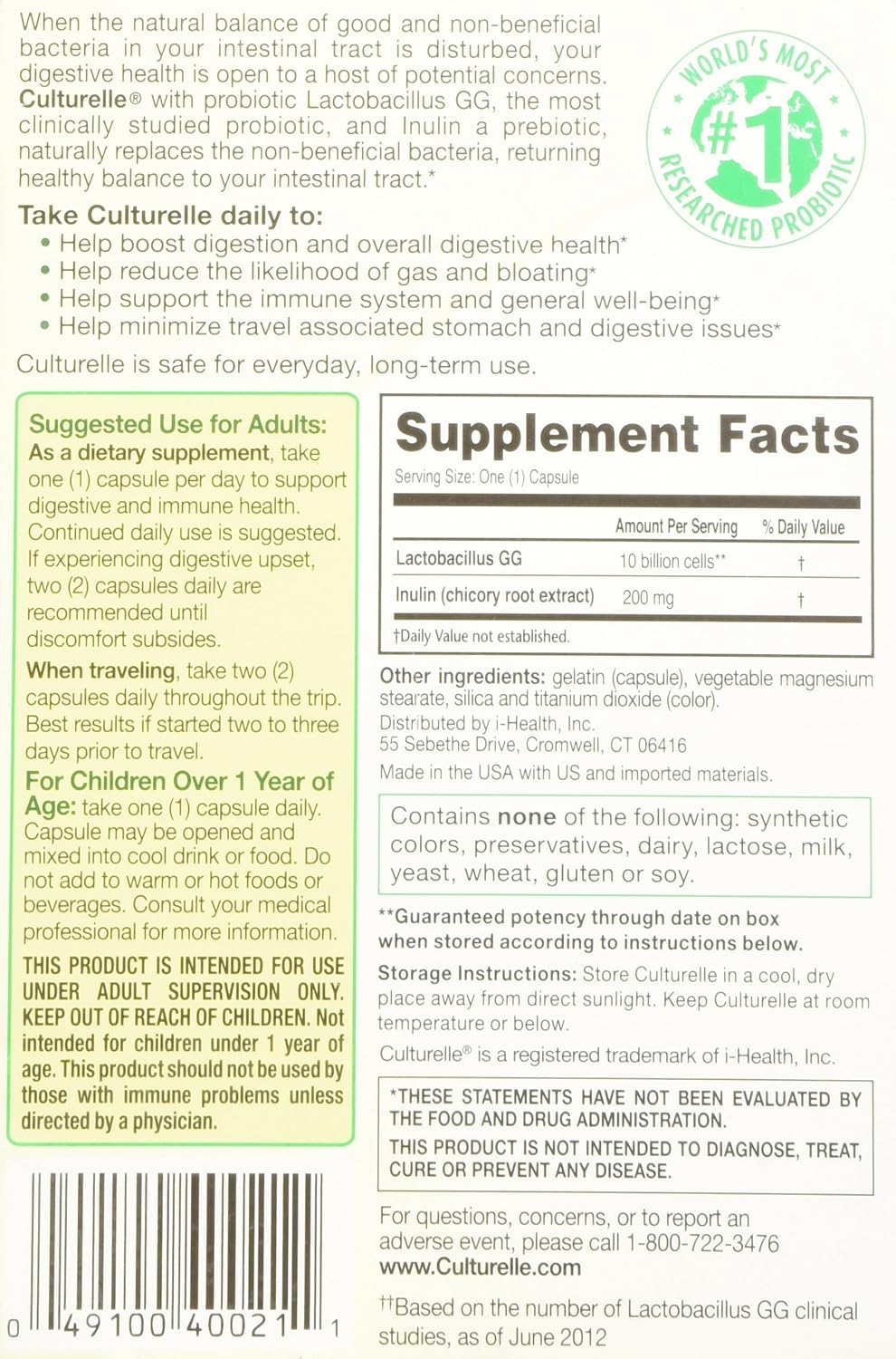 50 ct Culturelle Digestive Probiotics for Gut Health and Digestive Support