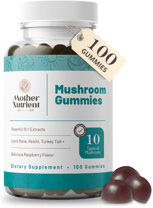 50 Day Supply Mother Nutrient Mushroom Supplement Gummies with Chaga, Reishi, Cordyceps & Lion's Mane - Pure Extract Multi Mushrooms Chewables