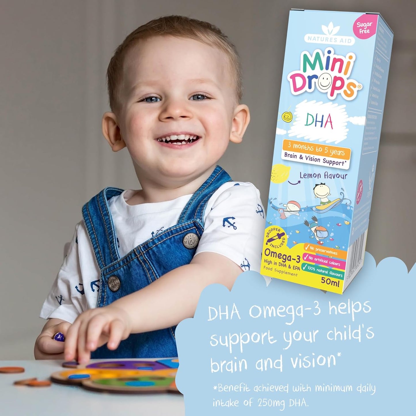 50 ML NATURES AID Childrens DHA Drops: Essential Omega-3 Supplement for Kids