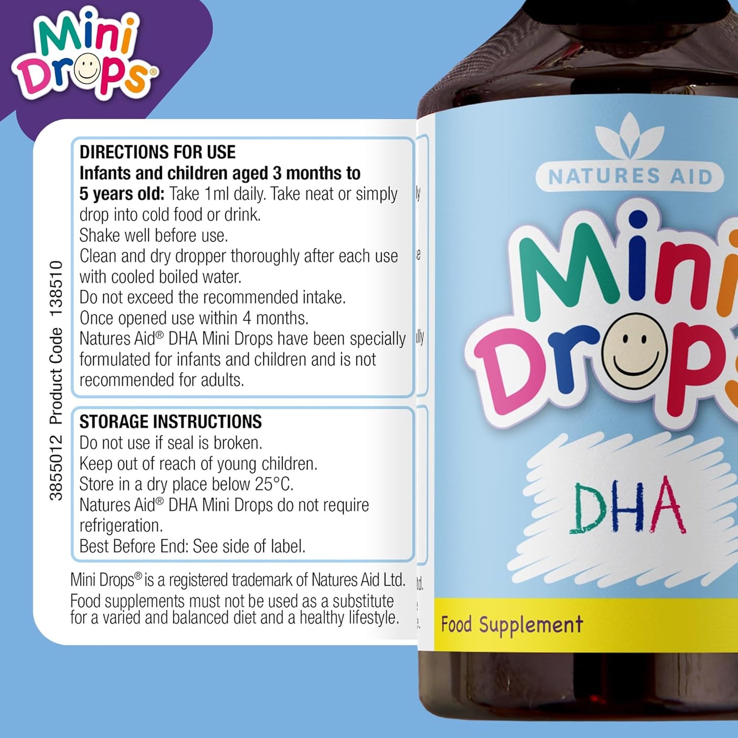 50 ML NATURES AID Childrens DHA Drops: Essential Omega-3 Supplement for Kids
