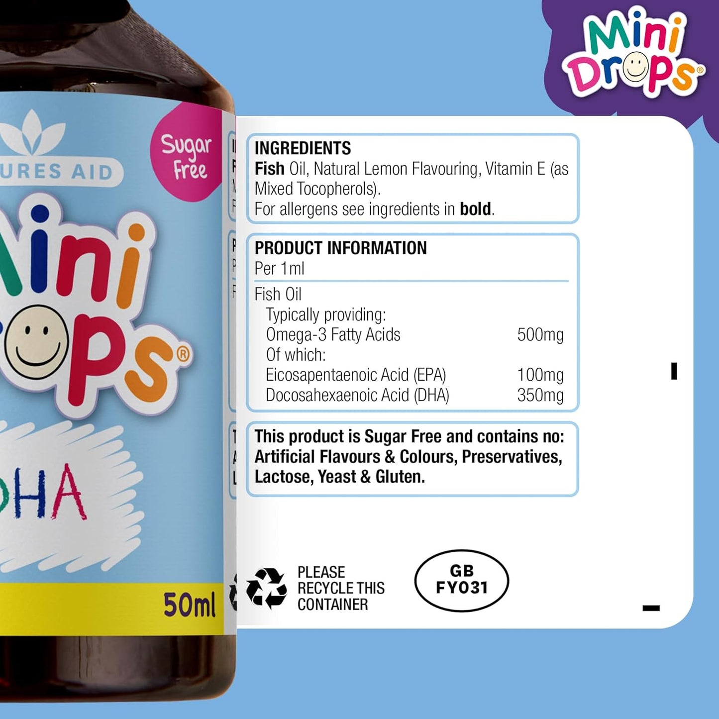 50 ML NATURES AID Childrens DHA Drops: Essential Omega-3 Supplement for Kids