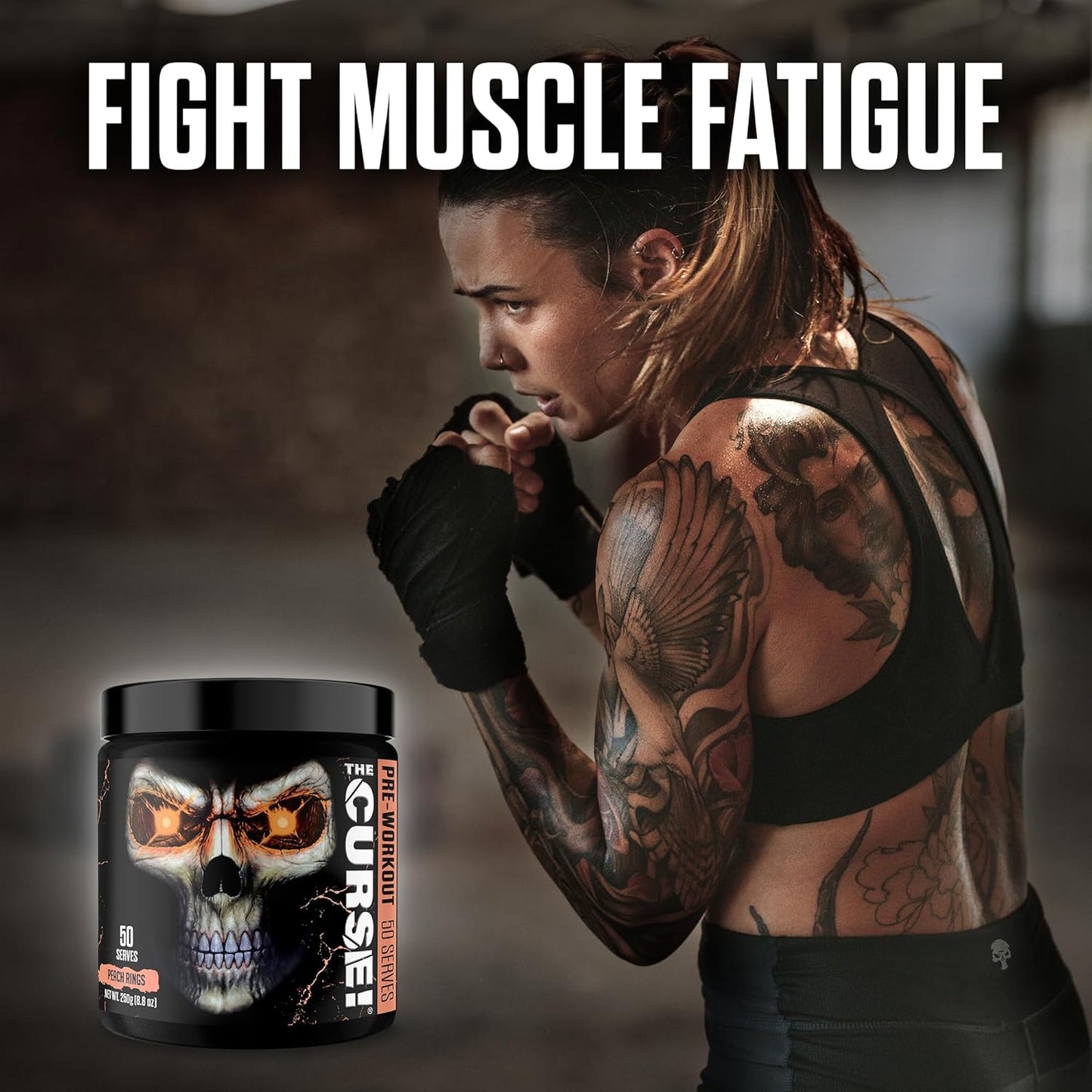 50 Servings of JNX SPORTS The Curse! Peach Rings Pre Workout Powder - Boost Strength, Energy, and Focus with Caffeine, Beta-Alanine, Creatine, and L-Citrulline for Men and Women