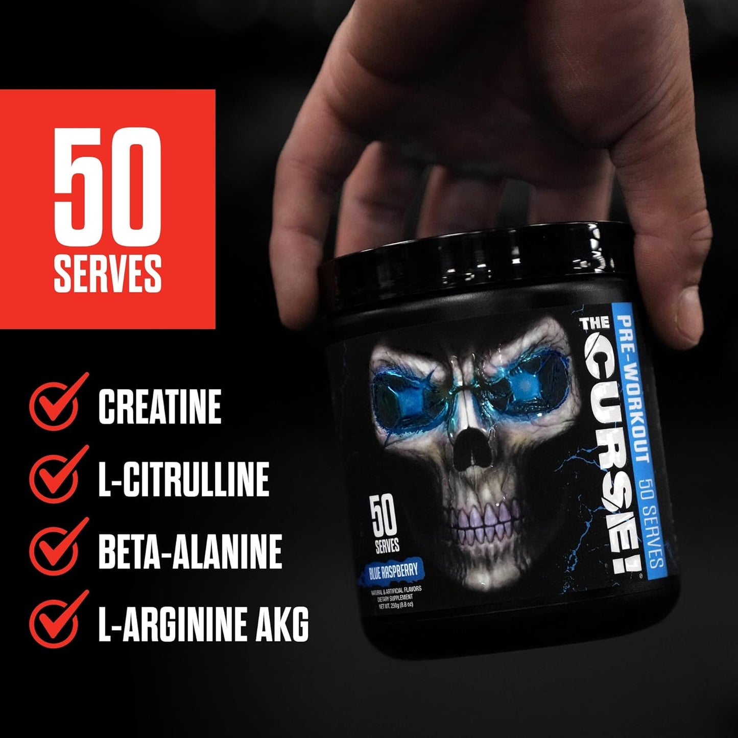 50 Servings of JNX SPORTS The Curse! Peach Rings Pre Workout Powder - Boost Strength, Energy, and Focus with Caffeine, Beta-Alanine, Creatine, and L-Citrulline for Men and Women