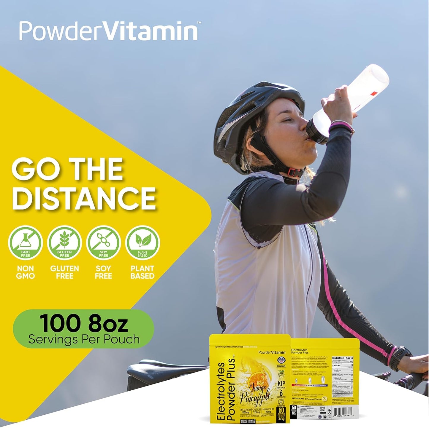 50 Servings Powder Vitamin Electrolytes with 0 Calorie Keto Formula - Orange Pineapple Flavor, 1000mg Potassium, 120mg Calcium, 120mg Magnesium for Hydration
