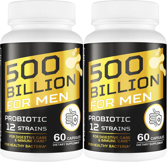 500 Billion CFUs Men's Probiotic with 12 Strains, Turmeric Cranberry & Goji - Gut Health, Digestive Support, Immune Boost & Energy - 60-Day Supply