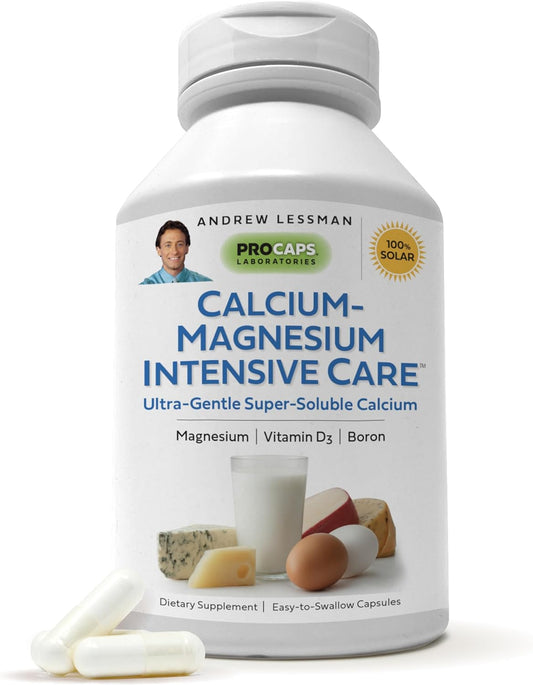 500 Capsules of Andrew Lessman Calcium Magnesium Intensive Care - Essential for Bone & Skeleton Health. Easy-to-Swallow Capsules with Super Soluble Fine Powder. Gentle on Sensitive Stomachs.