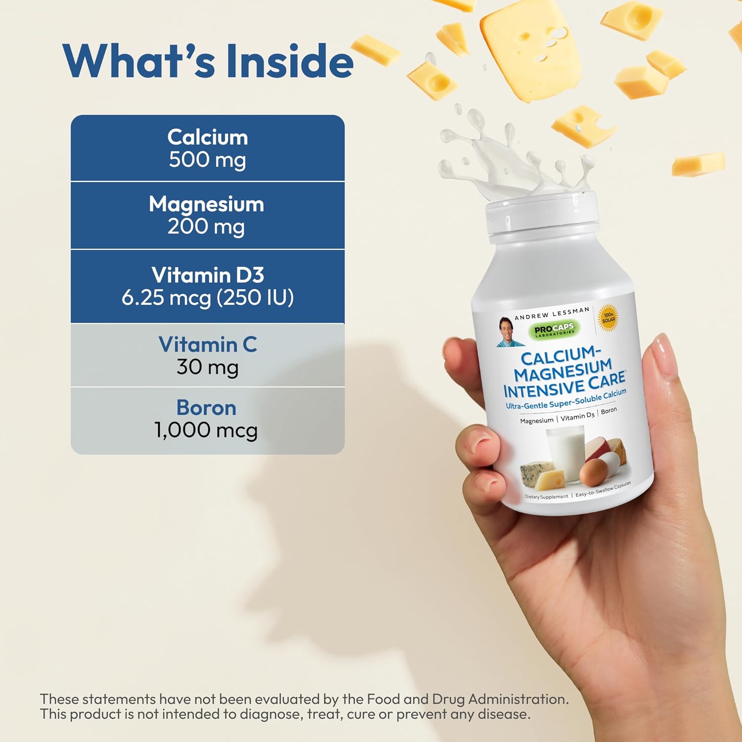 500 Capsules of Andrew Lessman Calcium Magnesium Intensive Care - Essential for Bone & Skeleton Health. Easy-to-Swallow Capsules with Super Soluble Fine Powder. Gentle on Sensitive Stomachs.