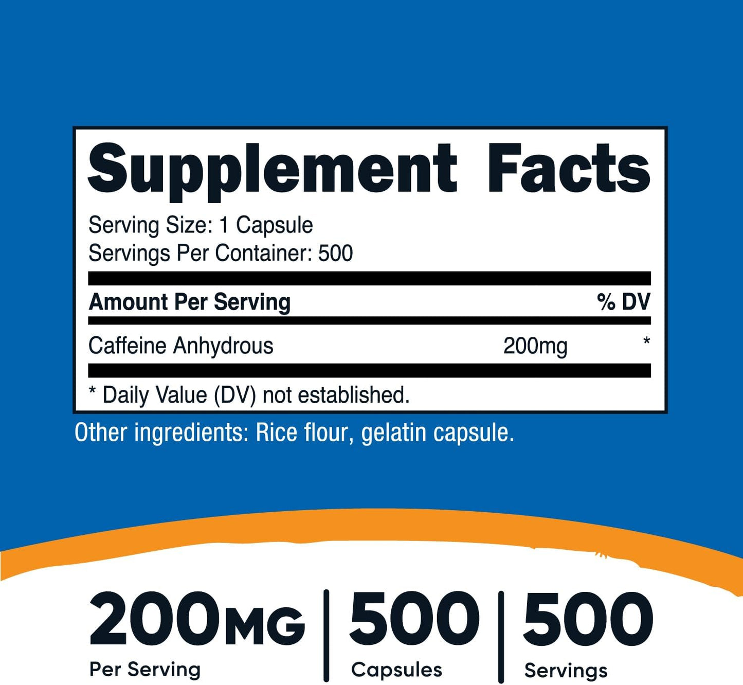 500 Count Nutricost Caffeine Pills with 200mg Per Capsule