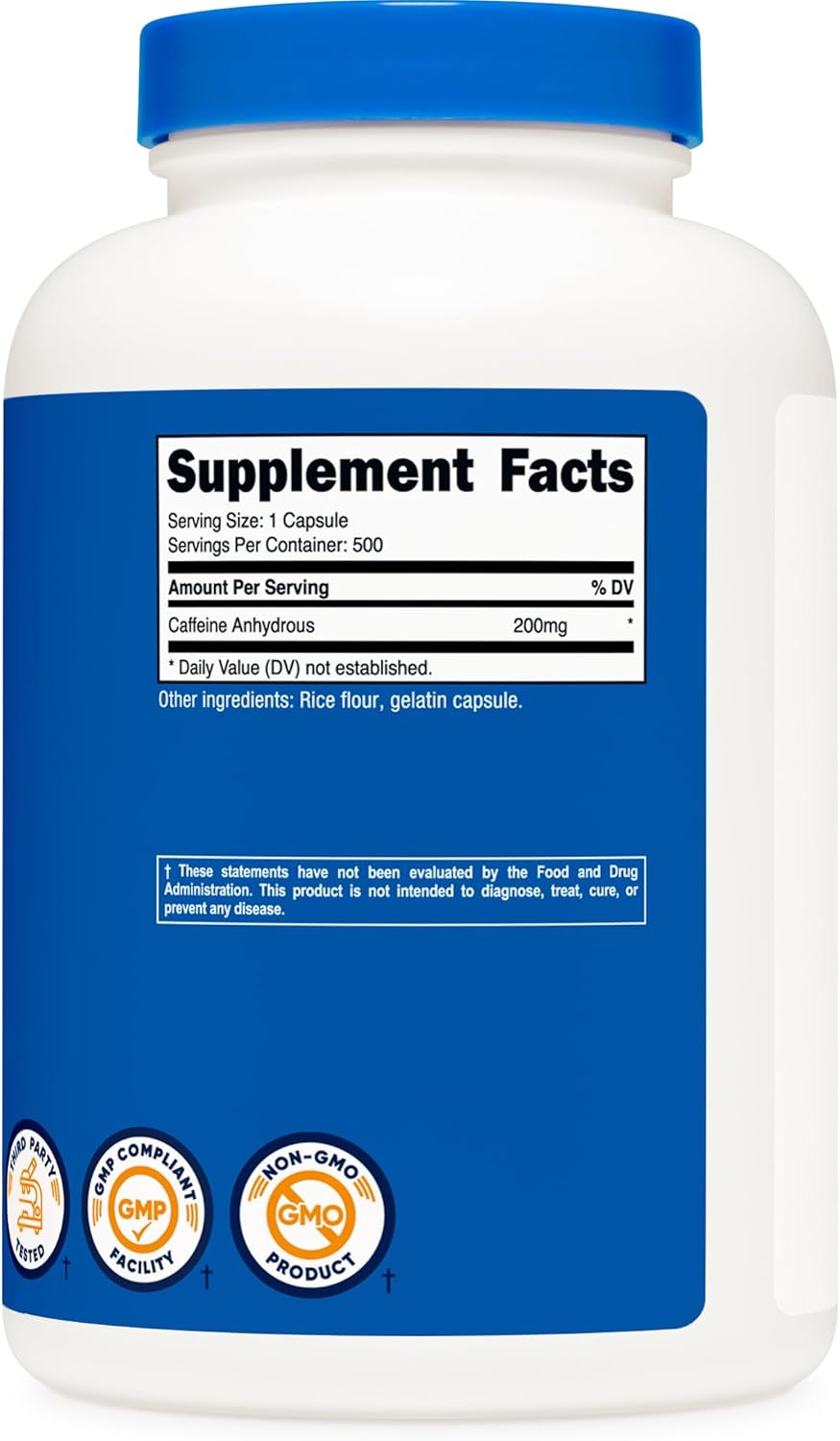 500 Count Nutricost Caffeine Pills with 200mg Per Capsule