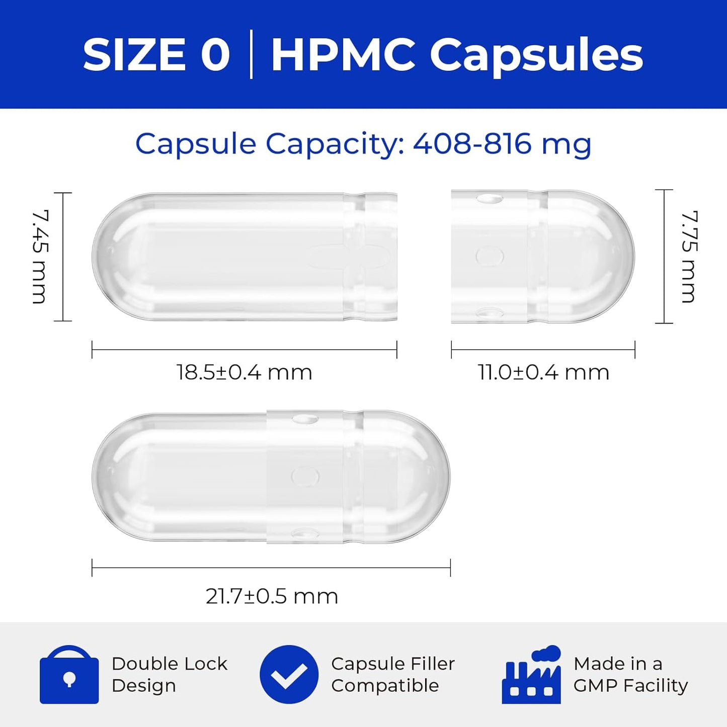 500 Count Size 0 Vegan Capsules for DIY Vegetable Capsule Filling with Micro Lab Spoons