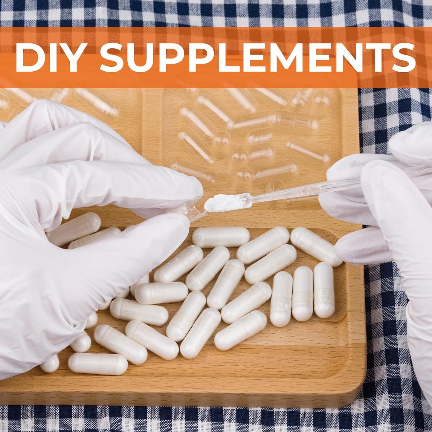 500 Count Size 1 Clear Gelatin Empty Capsules with Micro Lab Spoons - DIY Bovine Pill Capsules for Supplements
