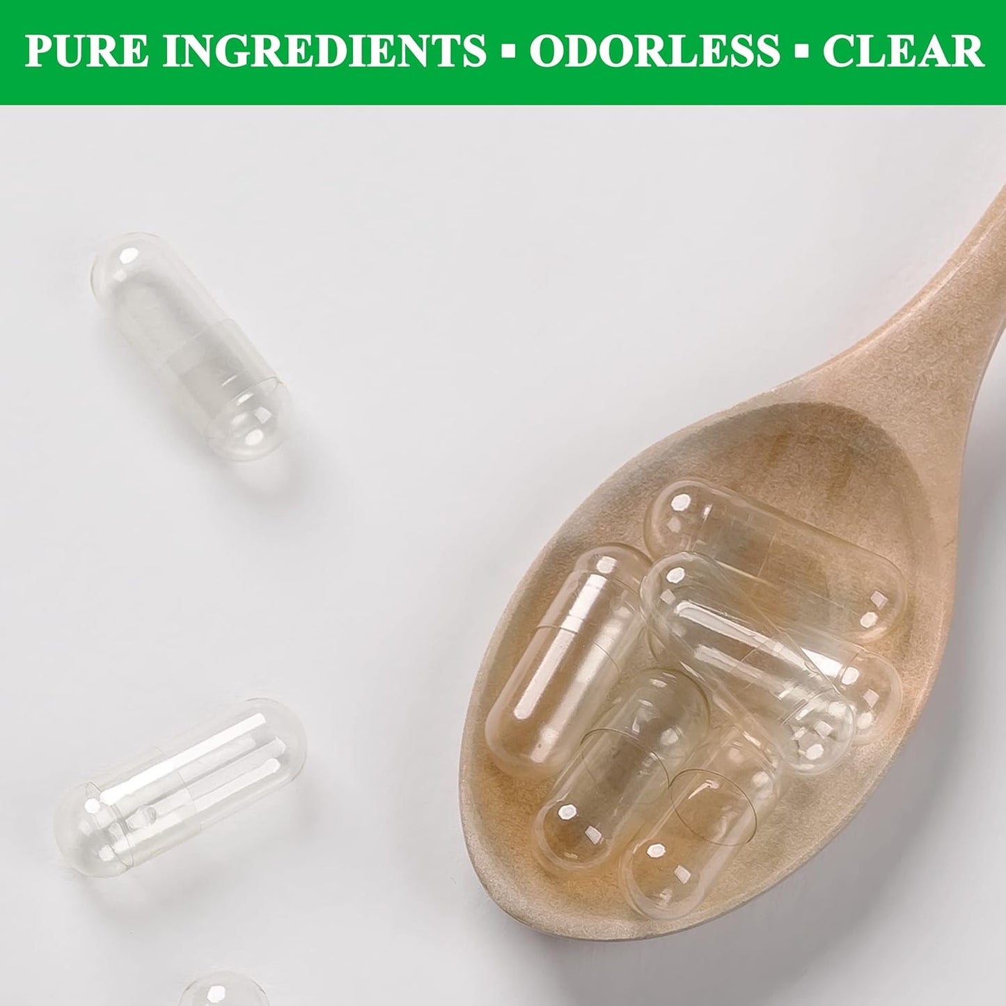 500 Count Vegetarian Size 2 Empty Capsules Bundle with 2 Micro Lab Spoons - Clear Fillable Veggie Pill Capsules for DIY Supplements