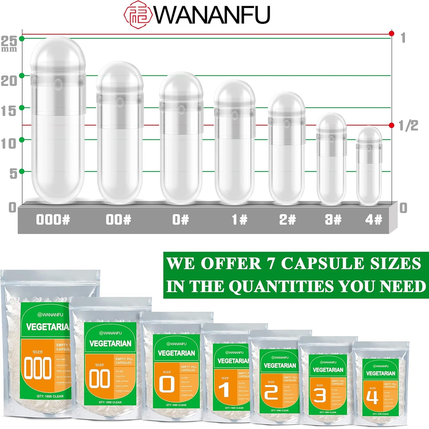 500 Count Vegetarian Size 2 Empty Capsules Bundle with 2 Micro Lab Spoons - Clear Fillable Veggie Pill Capsules for DIY Supplements