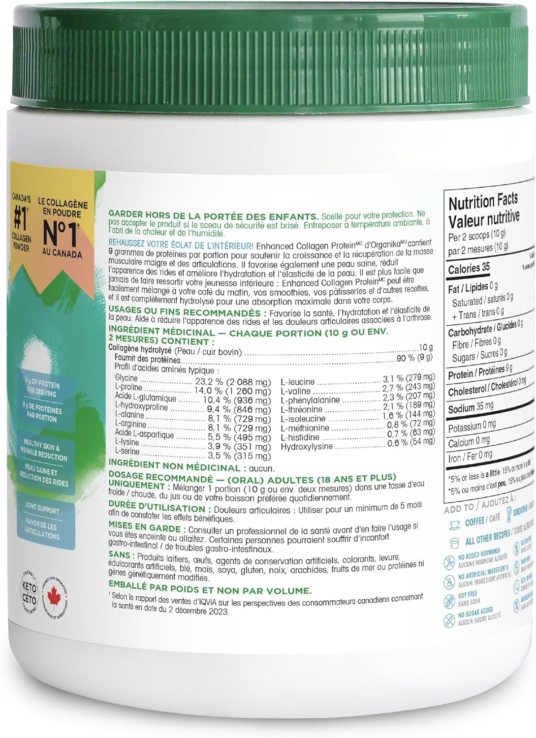 500 GR ORGANIKA Enhanced Collagen Powder for Skin, Hair & Nails Support