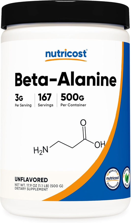 500 Grams Nutricost Beta Alanine Powder - Pure, Gluten Free, Non-GMO