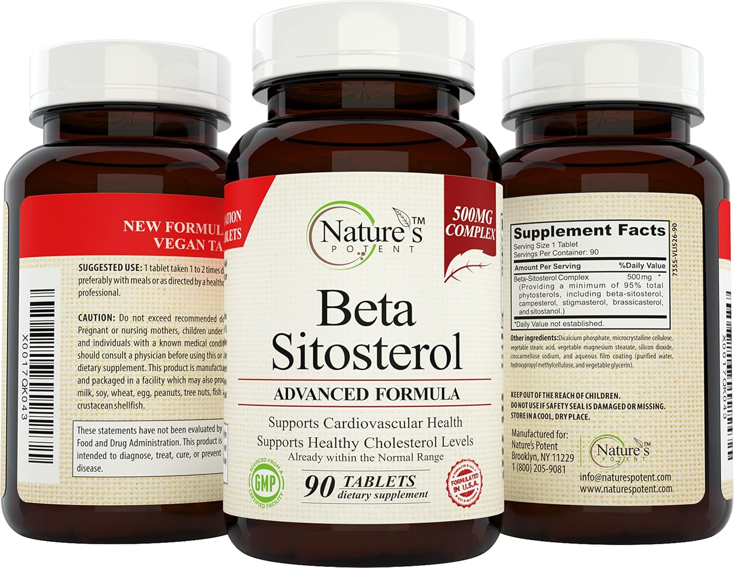 500 Mg Beta Sitosterol Prostate Supplement for Men - Promotes Prostate Health, Urinary Function & Cholesterol Levels - 90 Tablets