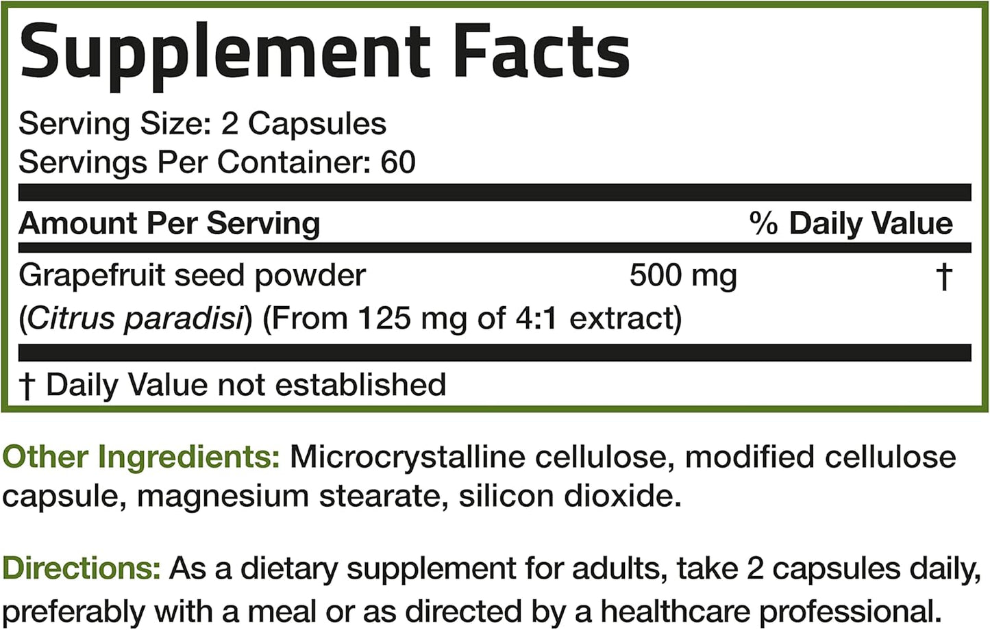 500 MG Bronson Grapefruit Seed Extract Capsules - Immune & Digestive Support - Non-GMO, 120 Veg Caps