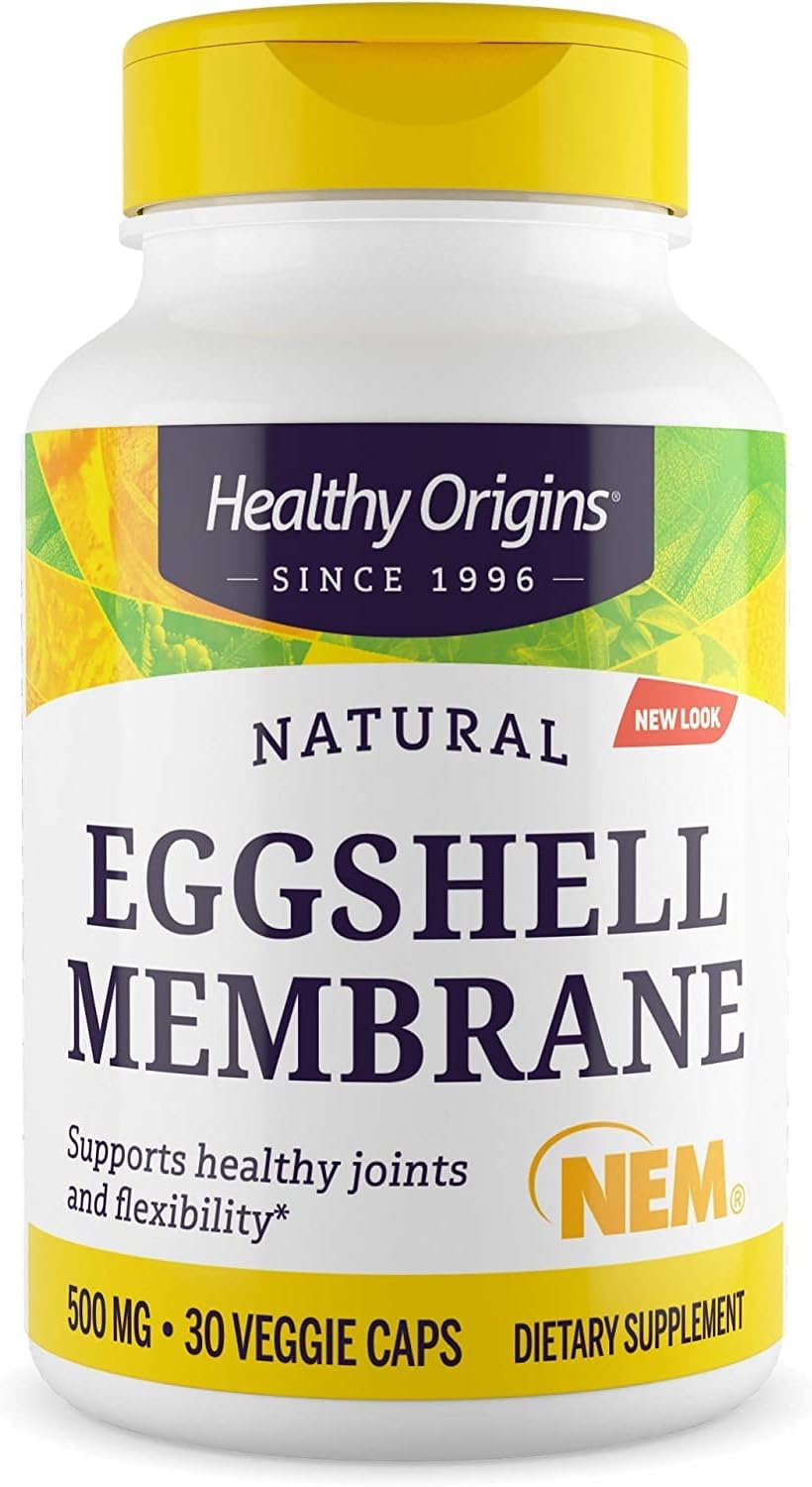 500 mg Healthy Origins Eggshell Membrane (NEM) Supplement - Natural Joint and Collagen Support - Gluten-Free - 30 Veggie Caps