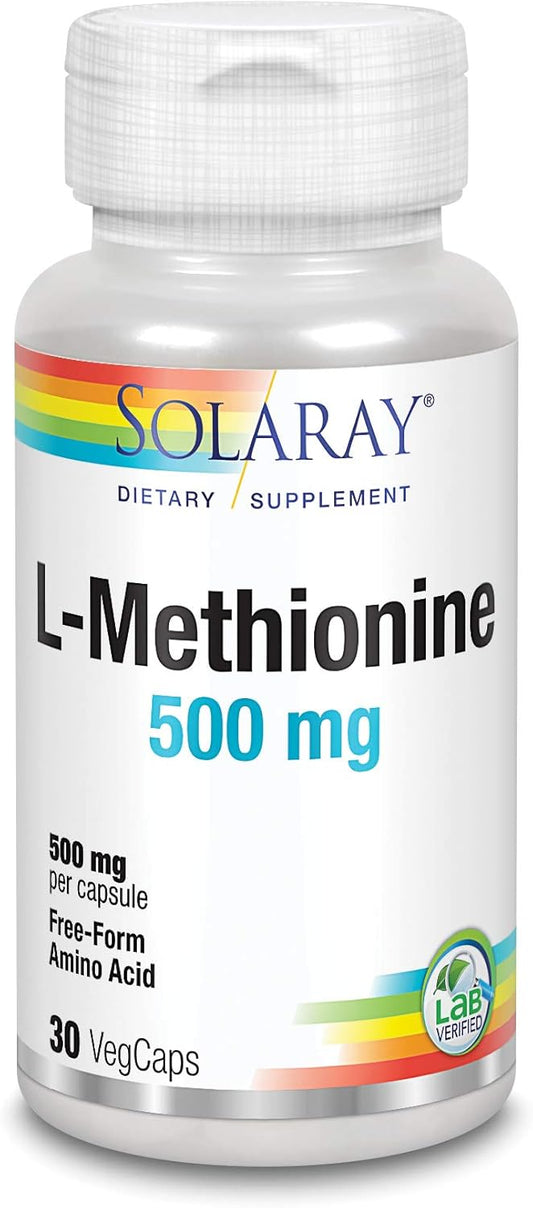 500 MG L-Methionine Free Form Amino Acid Capsules by Solaray - 30 Count