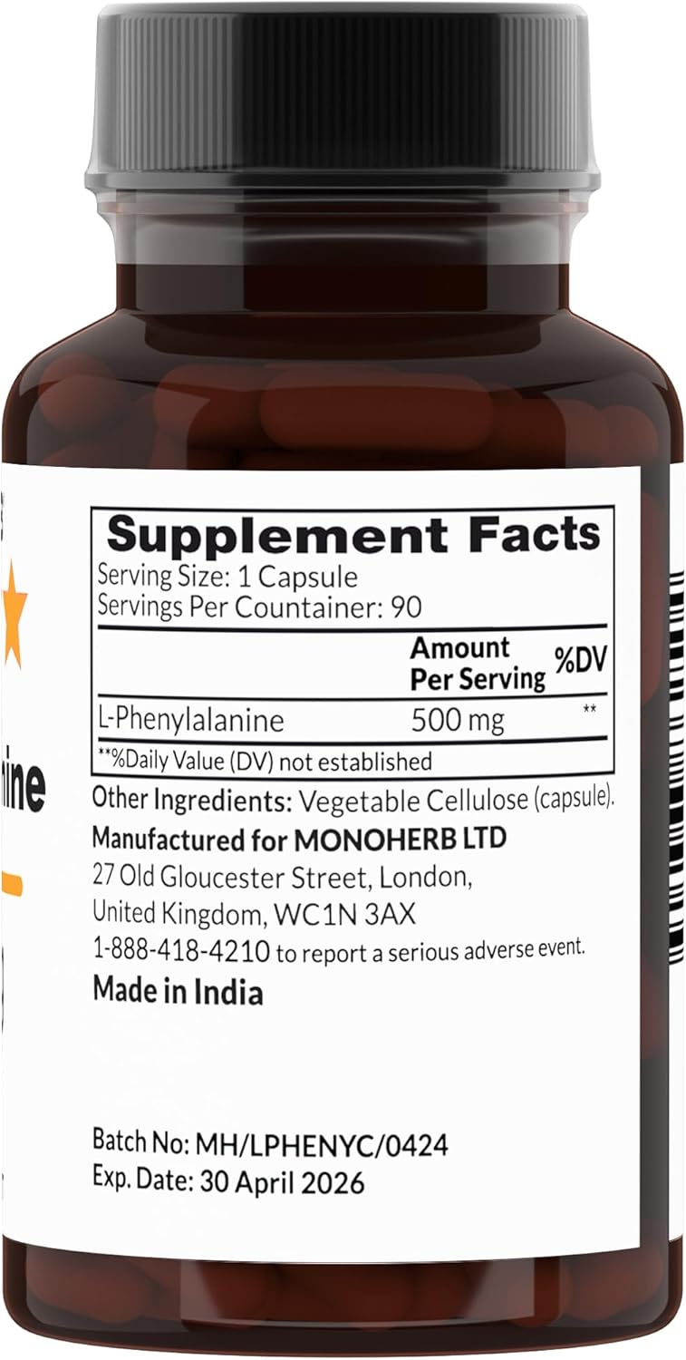 500 mg L-Phenylalanine Veg Capsules - 90 Count by MONOHERB
