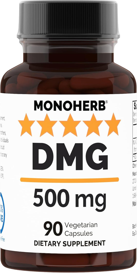 500 mg Monoherb N-Dimethyl Glycine Supplement - 90 Vegetarian Capsules - 90 Servings