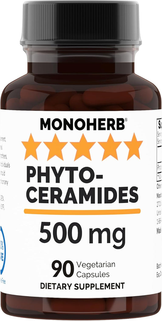 500 mg MONOHERB Phytoceramides - 90 Vegetarian Capsules for Skin Hydration