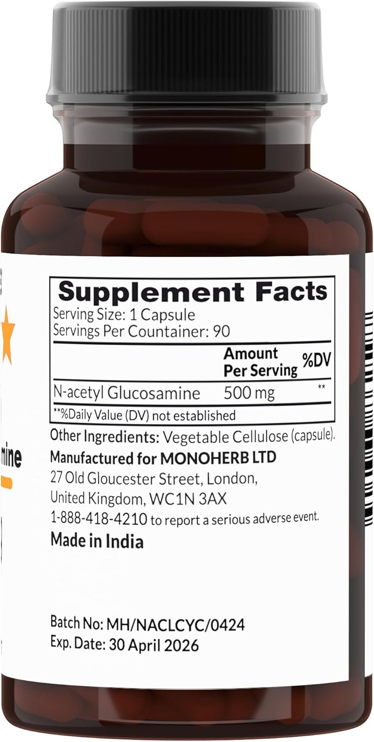 500 mg N-Acetyl Glucosamine Supplement - 90 Vegan Capsules - 90 Servings - MONOHERB