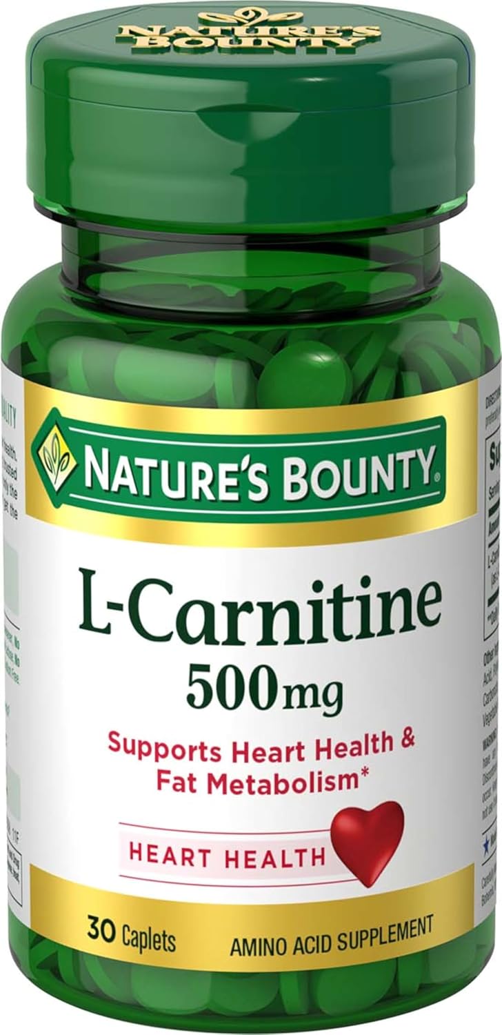 500 mg Nature's Bounty L-Carnitine Amino Acid Supplement for Heart Health & Fat Metabolism - 30 Tablets